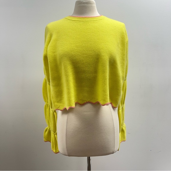 Alice + Olivia Sweaters - Alice + Olivia Foss Cropped Pullover Sweater in Yellow/Pink
